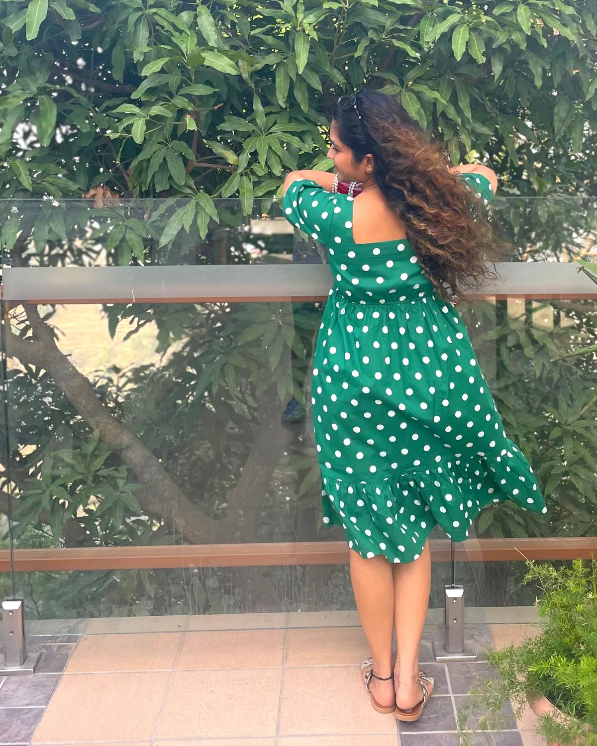 Polka Green Tiered Summer Dress