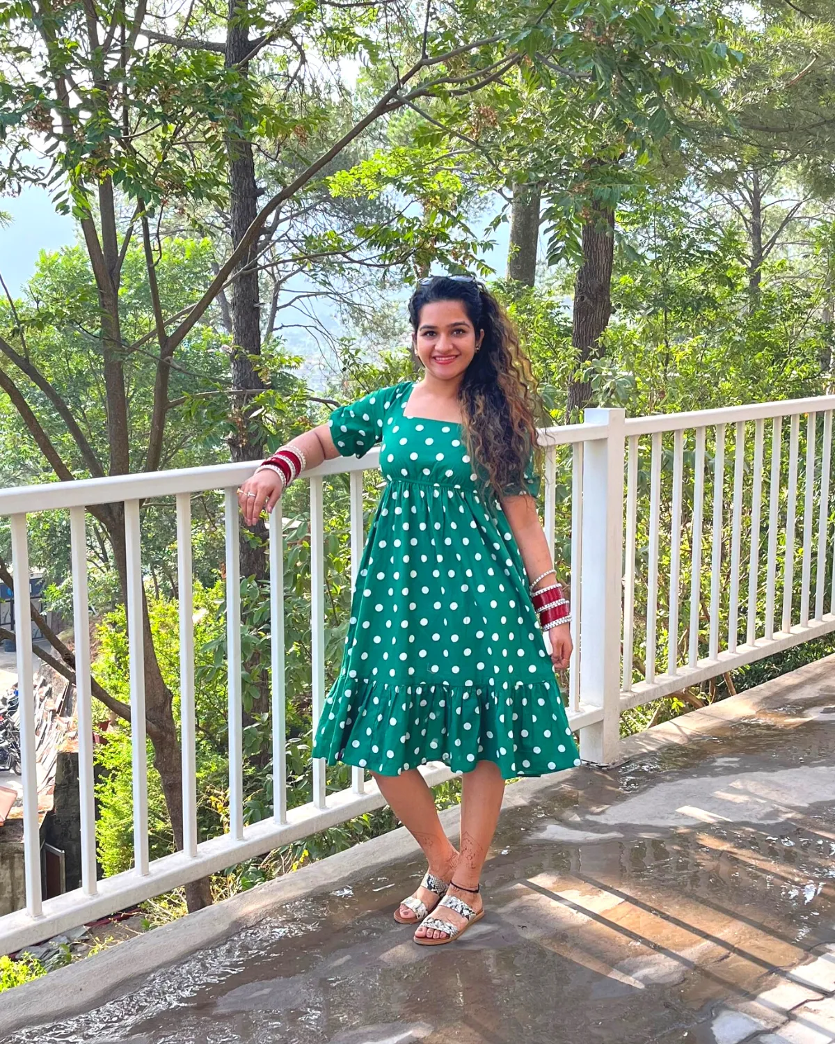 Polka Green Tiered Summer Dress