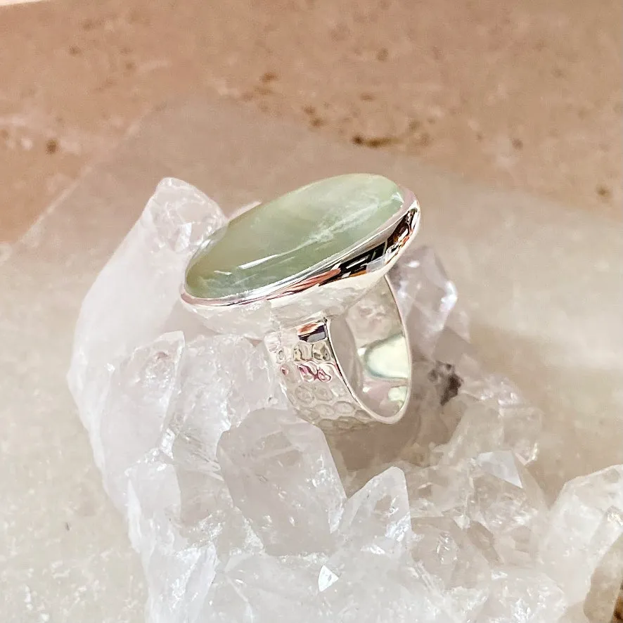 Prehnite Large Oval Ring- Gaia