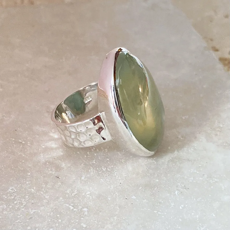 Prehnite Large Oval Ring- Gaia