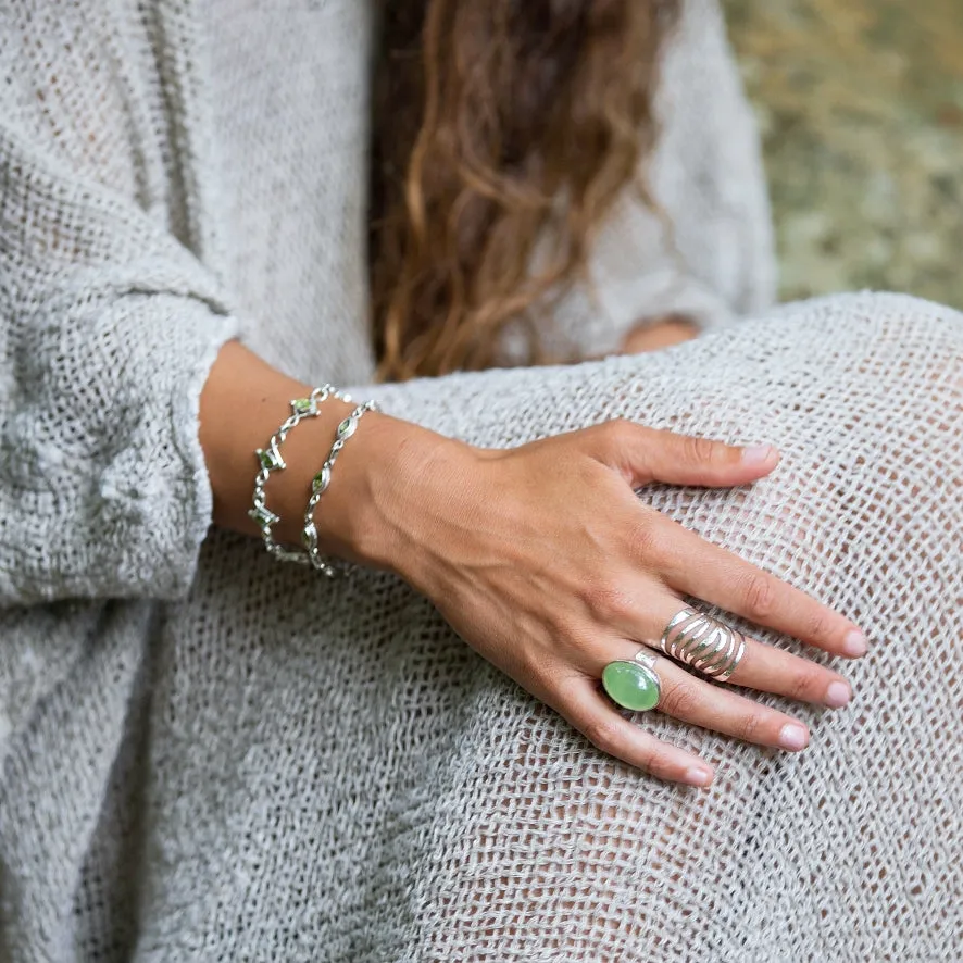 Prehnite Large Oval Ring- Gaia