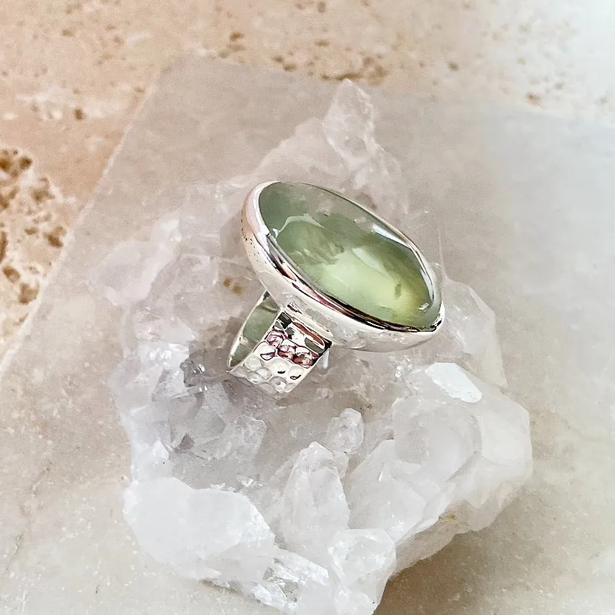 Prehnite Large Oval Ring- Gaia