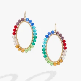 Rainbow Beaded Hoop Earrings