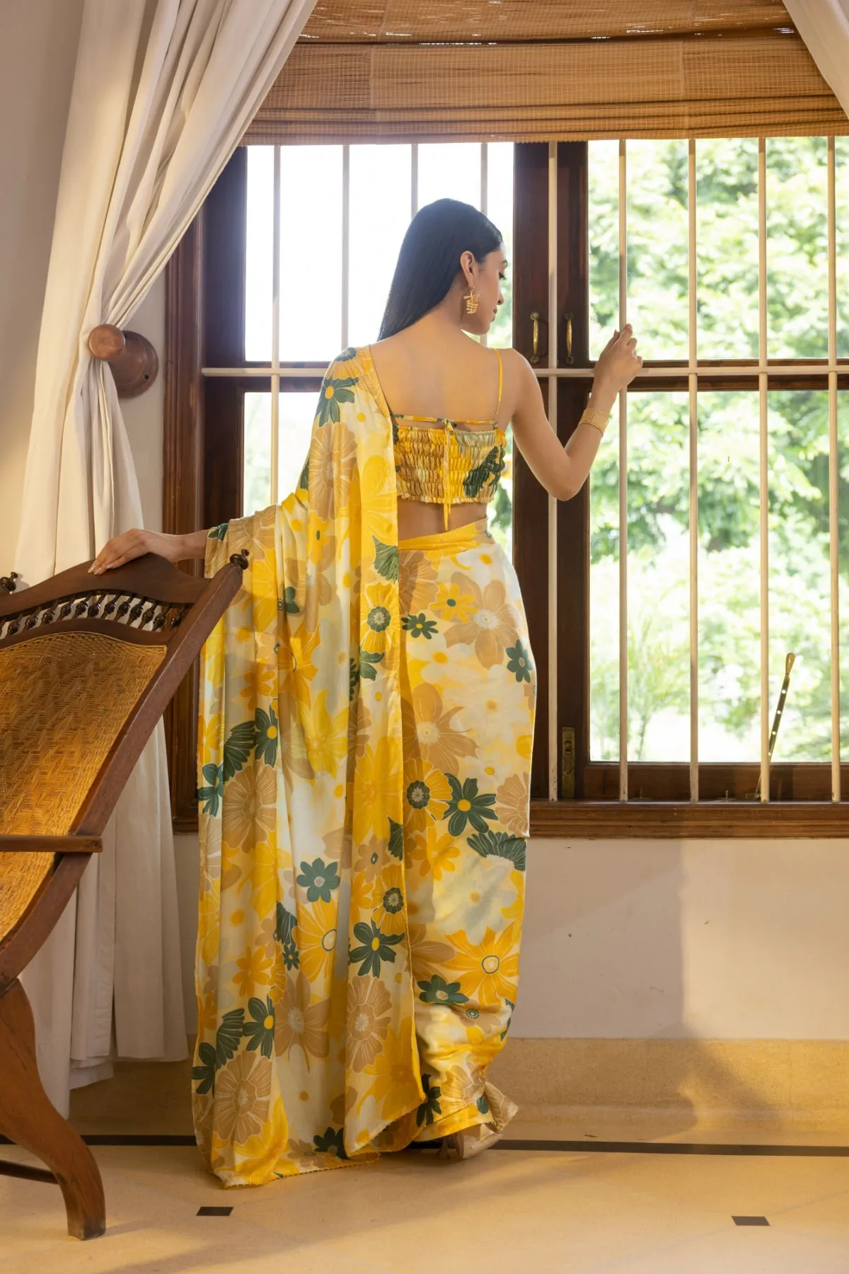 Rhythm Saree & Blouse - Mosaic Yellow Print (Set of 2)