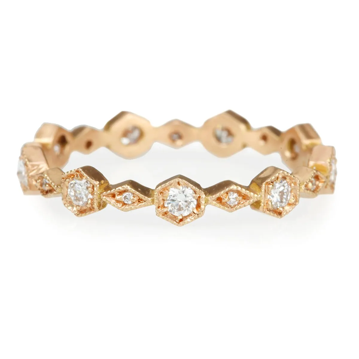 Rose Gold Hexagonal Diamond Ring