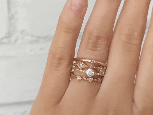 Rose Gold Hexagonal Diamond Ring