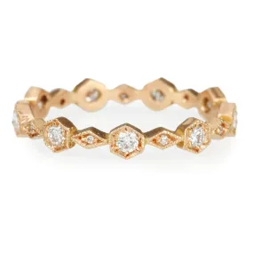 Rose Gold Hexagonal Diamond Ring