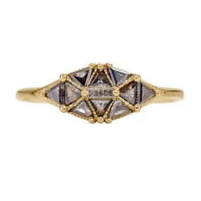 Salt & Pepper Diamond Dome Ring with Gold Accents