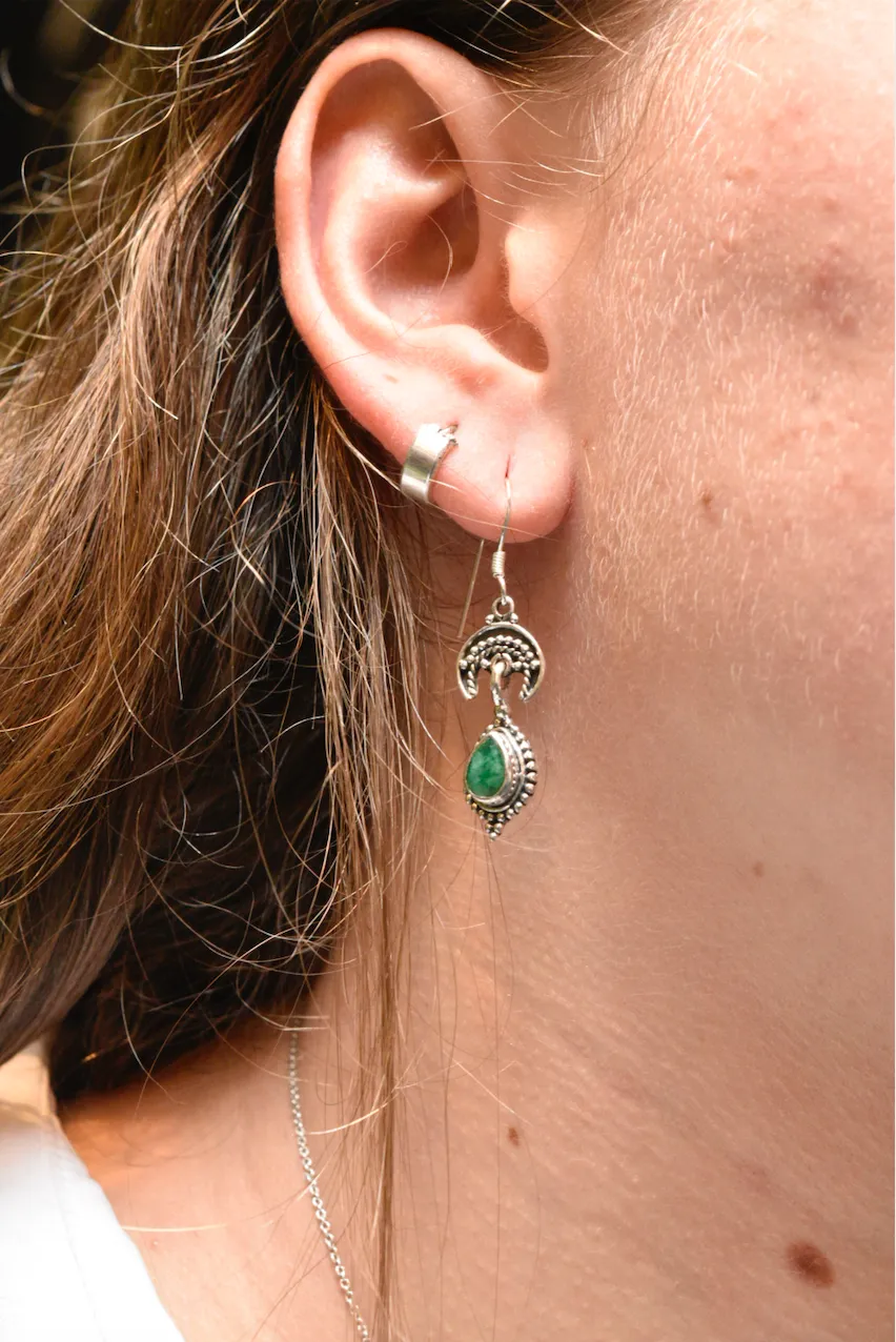 Semi-precious Emerald Luna Earrings