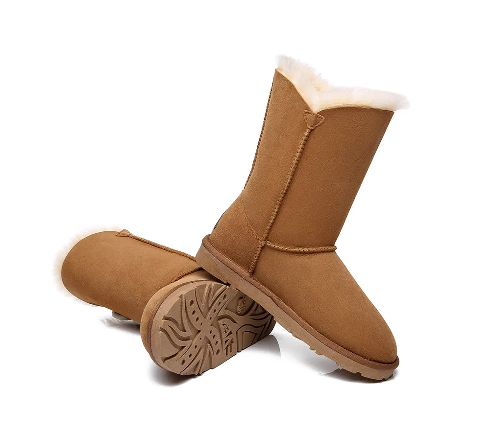 Short Twin Button Sheepskin Boots Aspen