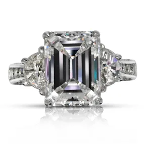 SOMA 7 CARAT EMERALD CUT THREE STONE DIAMOND ENGAGEMENT RING  14K WHITE GOLD CERTIFIED 5 CT BY MIKE NEKTA