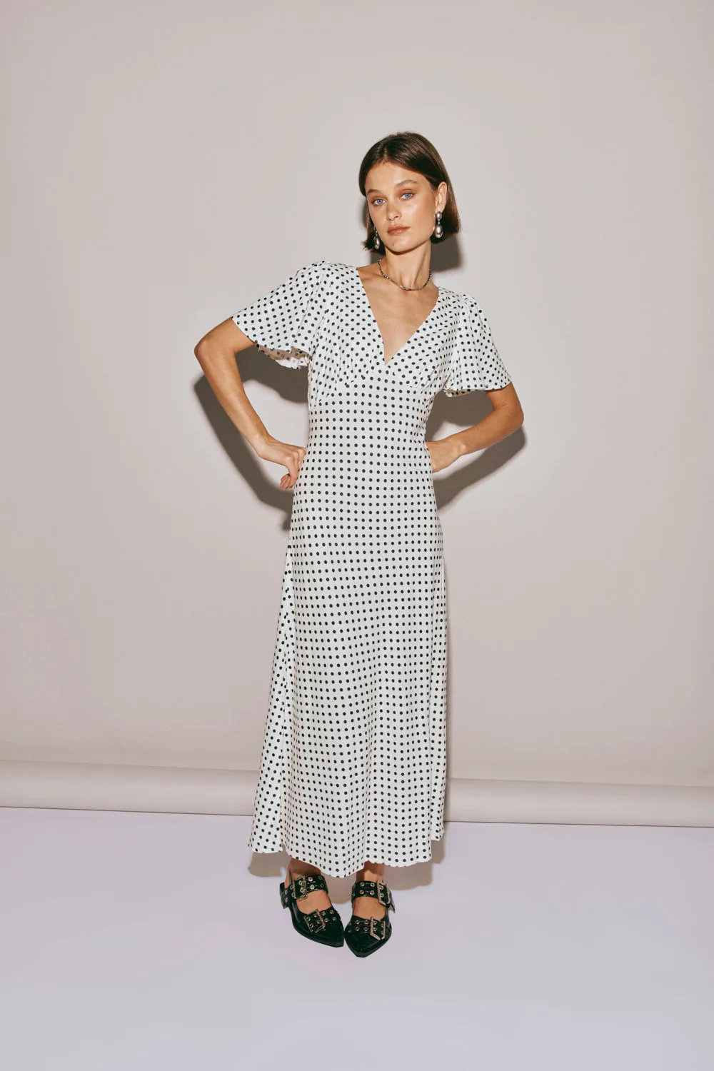 Summer Nostalgia Bias Cut Midi Dress White