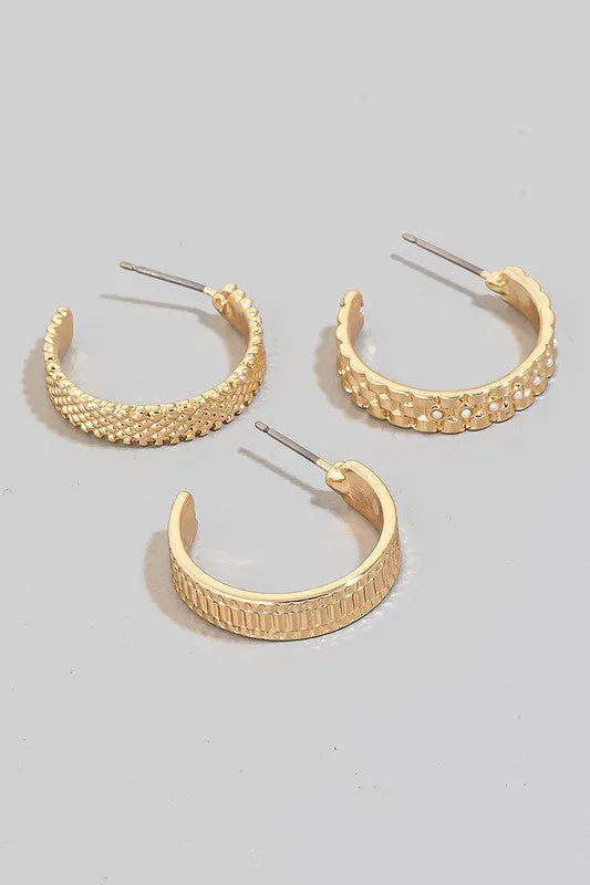 The Aria Textured Hoop Earring Set