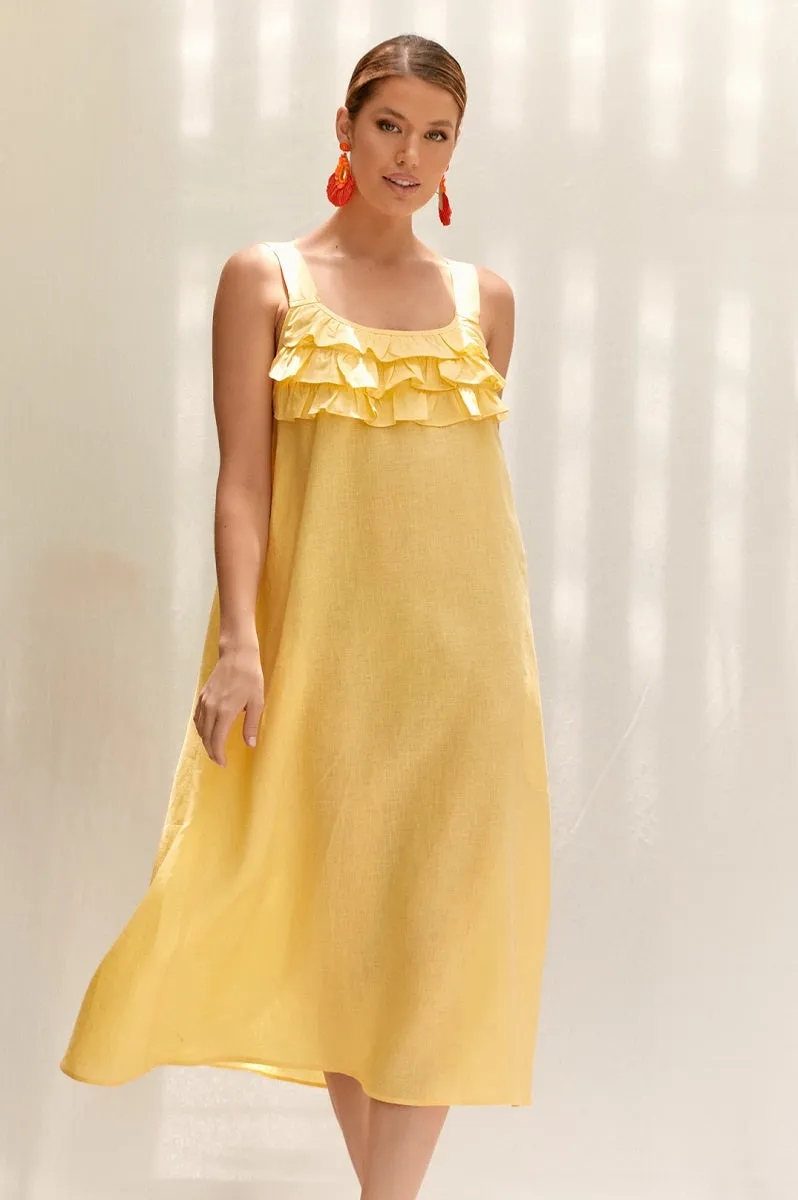 The Bay Linen Dress Lemon