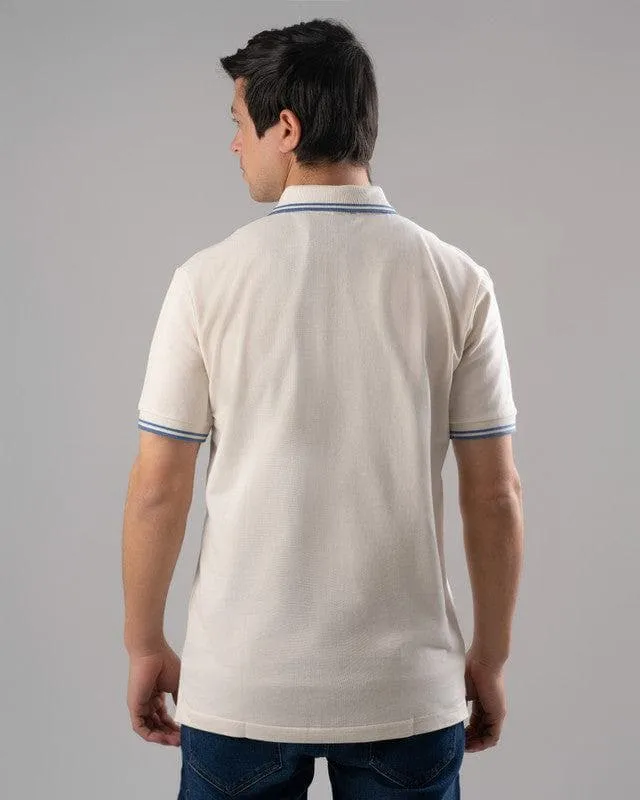 Tipped Collar Polo Shirt - OFF WHITE