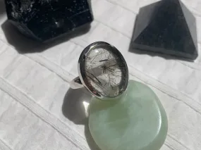 Tourmalated Quartz Naevia Ring - Round (US 10)