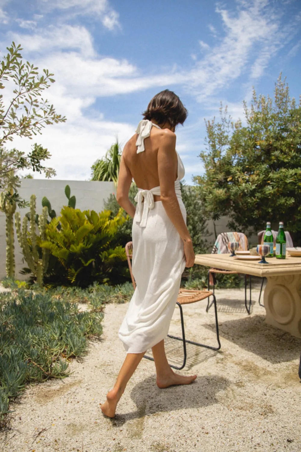 When In Italy Halter Midi Dress White