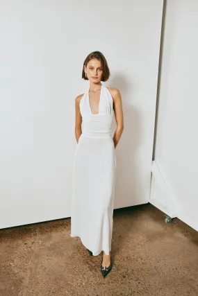 When In Italy Halter Midi Dress White