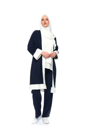 Woman’s Open Jacket Dark Blue and White