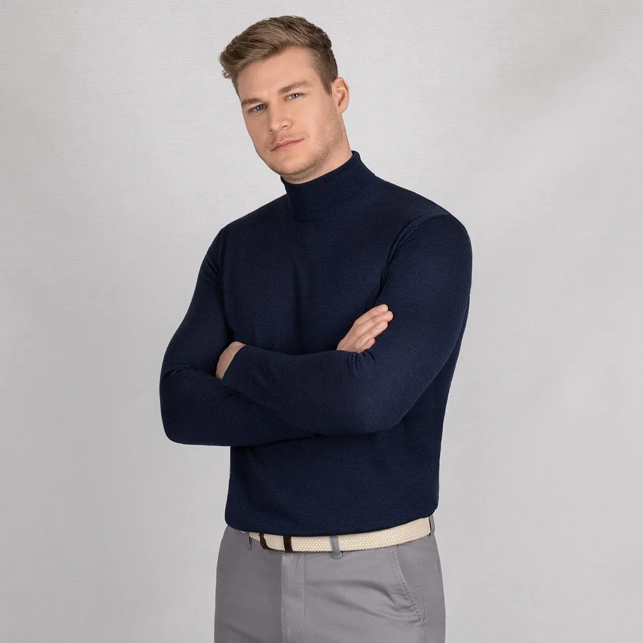 Wool Pullover Light Turtleneck Men